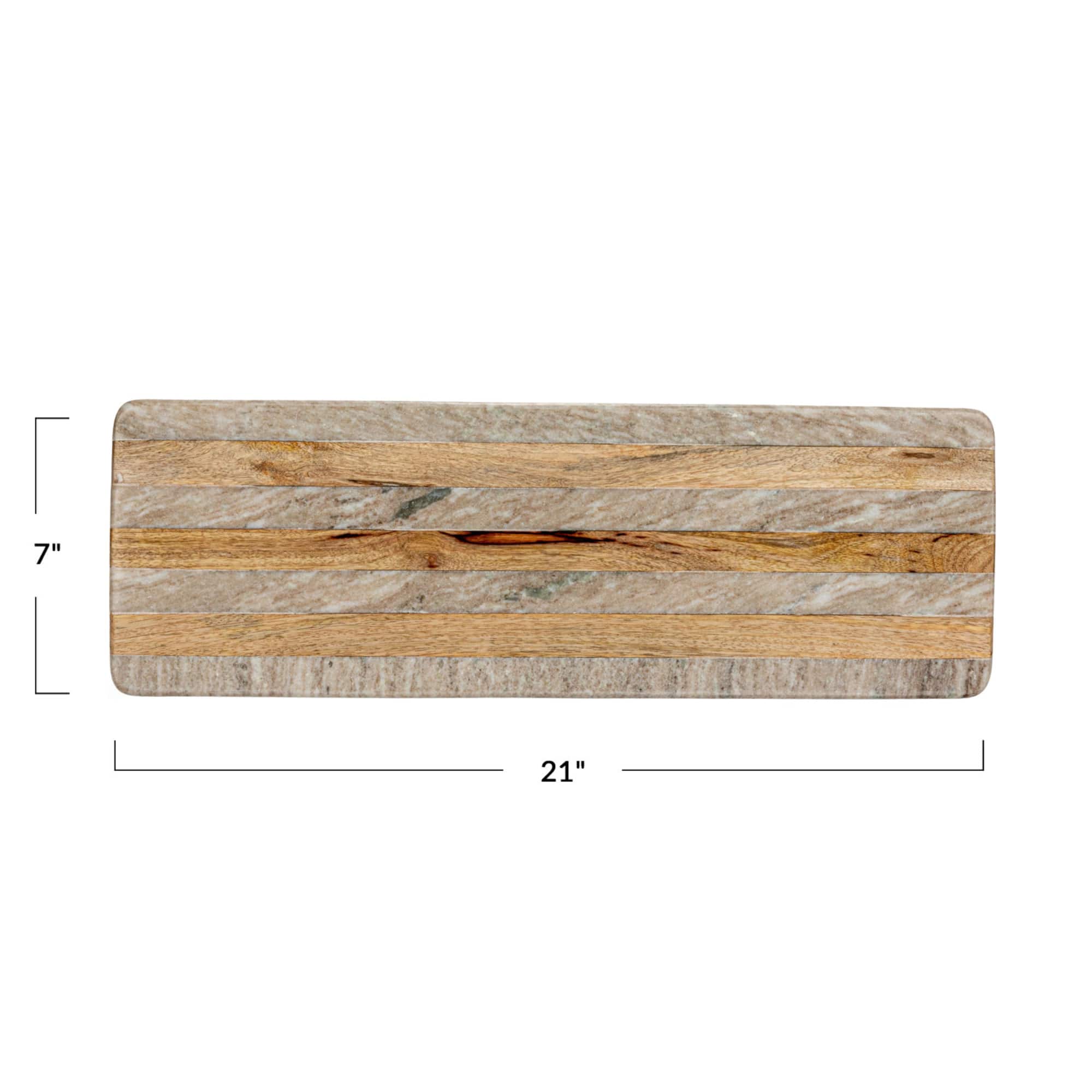 Hello Honey® 21" Beige Marble & Mango Wood Stripes Cheese Board